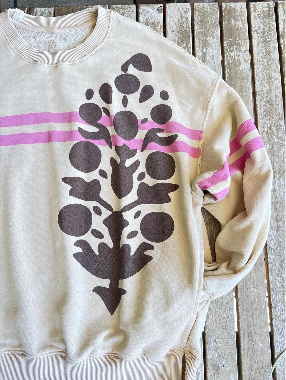 Free People All Star Buti Logo Pullover sweatshirt Pink, brown and Vanilla color - Picture 9 of 9